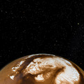 水と二酸化炭素の氷から成る火星の「極冠」