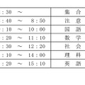 学力検査の時間割