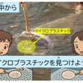 水槽から網でマイクロプラを採取～材質判定まで「水の中からマイクロプラスチックを見つけよう！」