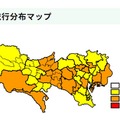 都内のインフルエンザ流行分布マップ