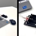左：ビジュアルプログラミング画面、右：プログラミング工作キット（イメージ）