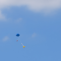打ちあがったロケットはパラシュートが開いて降下する