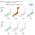都道府県別の露ウイルス、サポウイルス、ロタウイルス検出報告状況、2012/13シーズン