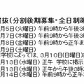 分割後期募集・全日制第二次募集の日程