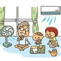 小さい子どもや高齢者は屋内での熱中症にも注意（イラスト：政府広報オンラインより）