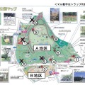 蚊の病原体保有調査の調査地点（バツ印は陽性の蚊が採集された地点）