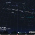 東京の夜空におけるラヴジョイ彗星の見え方