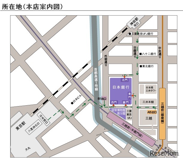 日本銀行本店へのアクセス