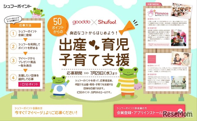 Shufoo!　「出産・育児・子育て支援」プロジェクト