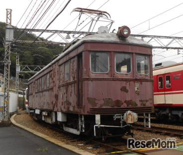 車庫構内の入換用車両（旧デ101形101号車）の展示・撮影会