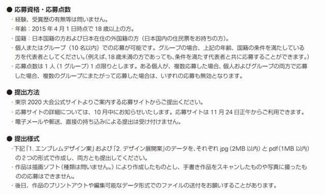 エンブレム応募資格・提出方法の概要