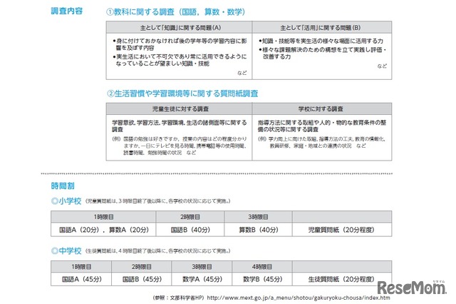 調査内容と時間割