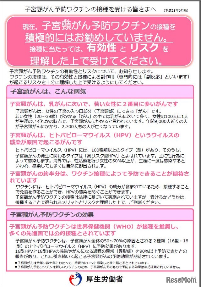 子宮頸がん予防ワクチンについて