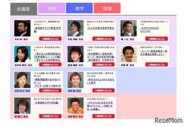 「名人たちの特別公開授業」担当講師