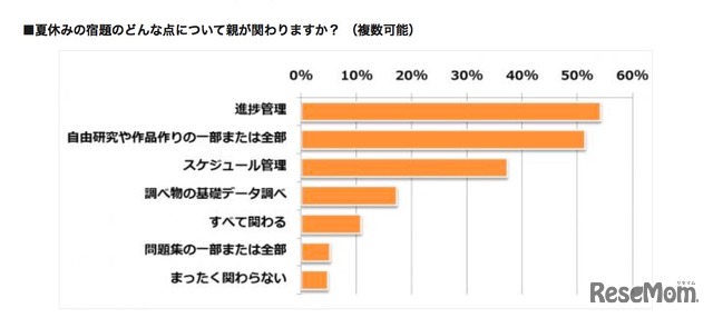 夏休みの宿題のどんな点に親が関わるか