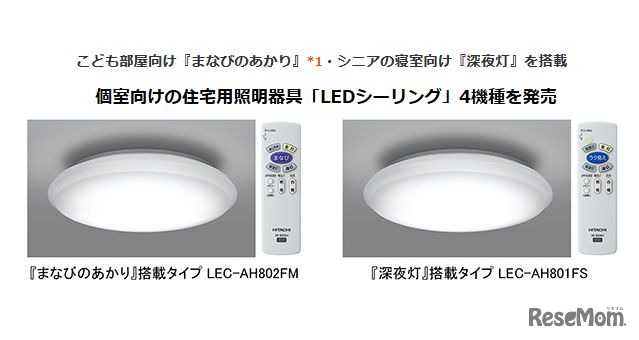 個室向けの住宅用照明器具「LEDシーリング」