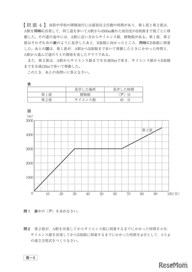 高校受験16 鳥取県公立高校入試 数学 問題 正答 6枚目の写真 画像 リセマム