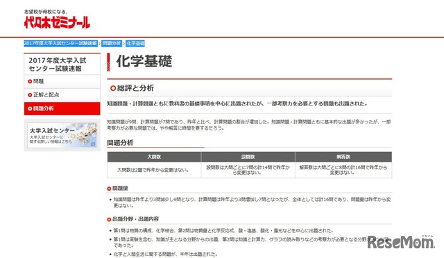 センター試験2017 2日目 代ゼミ 問題分析スタート 理科1 化学基礎で計算問題増加 2枚目の写真 画像 リセマム