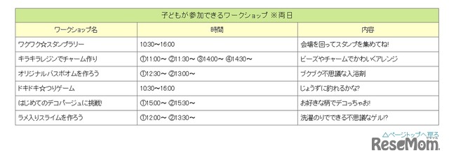 第8回私立小学校・幼稚園フェスタ2017　ワークショップ一覧