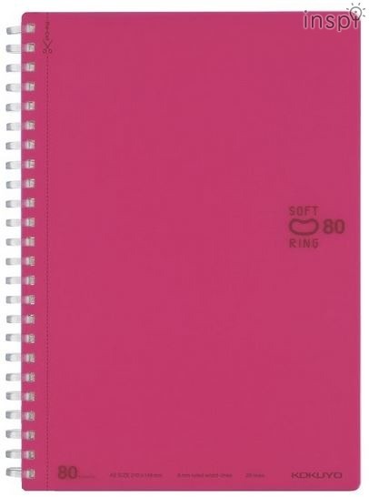 ソフトリングノート（多枚数タイプ） 表紙色：ピンク（ドット入り罫線）