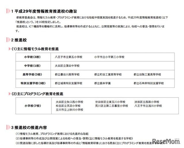 平成29年度情報教育推進校