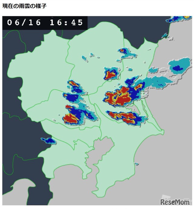 ウェザーニュース　現在の雨雲のようす