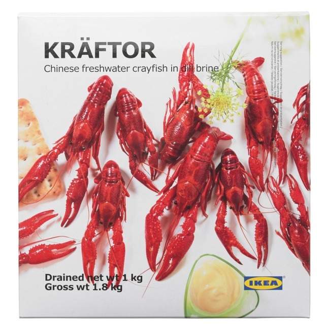「KRÄFTOR/クレフトル」（冷凍クレイフィッシュ, ディル入り, 塩水漬け（2,490円/ 1 kg）