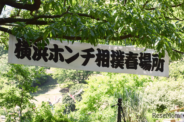 横浜ホンチ保存会主催の「横浜ホンチ相撲春場所」の横断幕