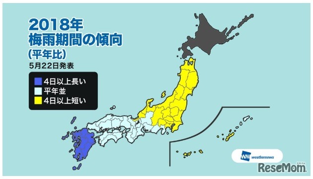 2018年梅雨期間の傾向