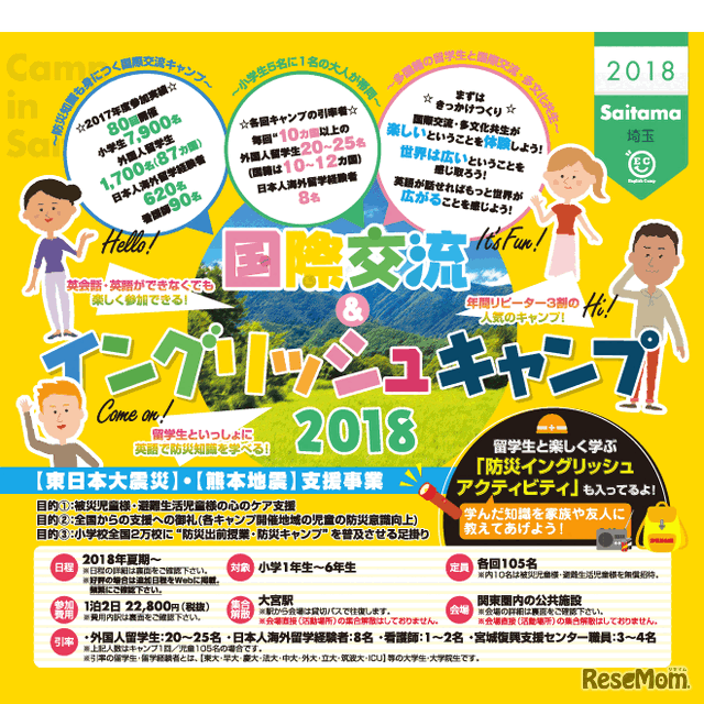 夏休み2018 小学生対象 英語で留学生と防災知識を学ぶ 国際交流イングリッシュキャンプ 1枚目の写真 画像 リセマム