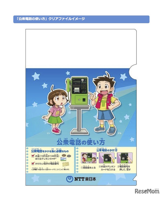 公衆電話の使い方クリアファイル（イメージ）