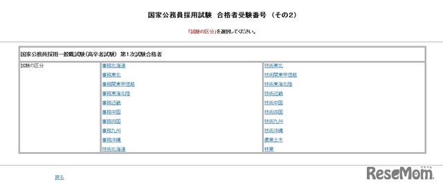 国家公務員採用一般職試験（高卒者試験）第1次試験合格者の発表