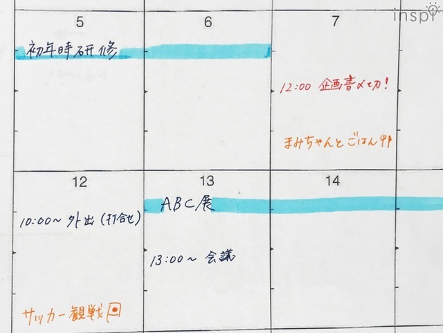 マス目の大きいマンスリ―手帳