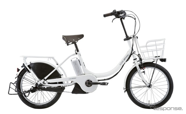 ルイガノ初の3人乗りに対応した電動アシスト自転車「アセントデラックス」（LGホワイト）