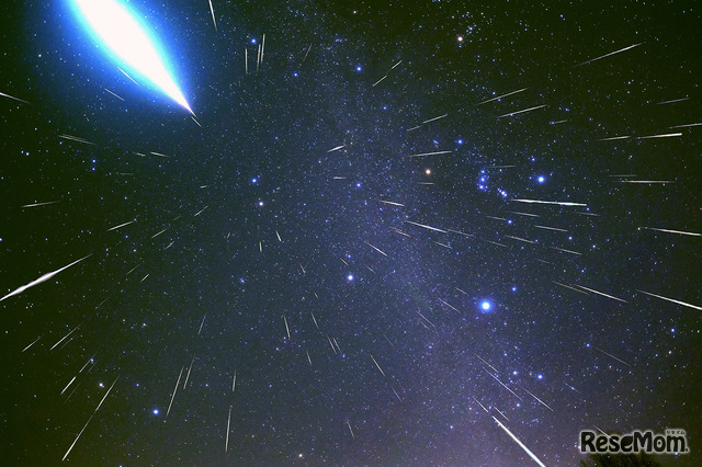 2017年のふたご座流星群（写真：及川聖彦氏）