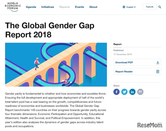 The Global Gender Gap Report 2018（2018年ジェンダーギャップレポート）