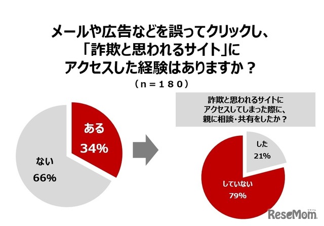 メールや広告などを誤ってクリックし、詐欺と思われるサイトにアクセスした経験があるか