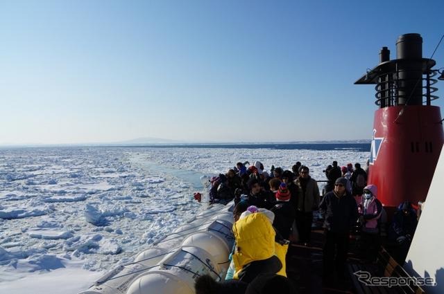 北海道網走の流氷船 オーロラ号 が3月31日まで運行中（撮影日：1月25日）