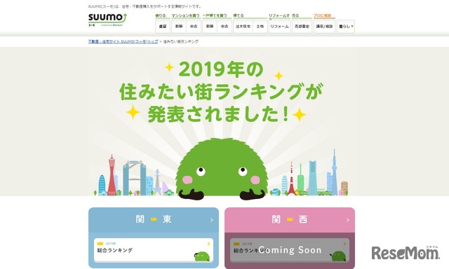 SUUMO「住みたい街ランキング」