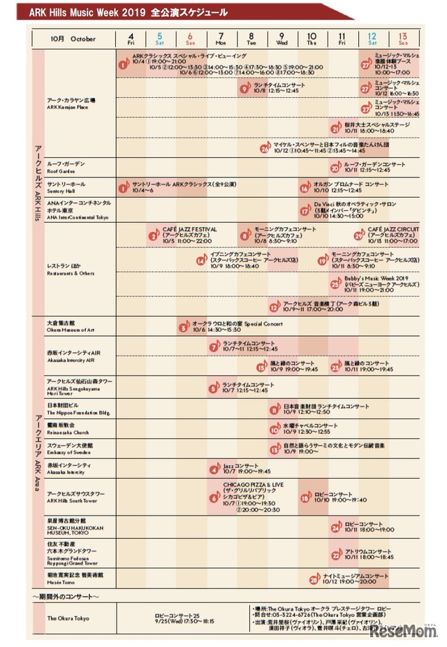 「ARK Hills Music Week 2019」全公演スケジュール