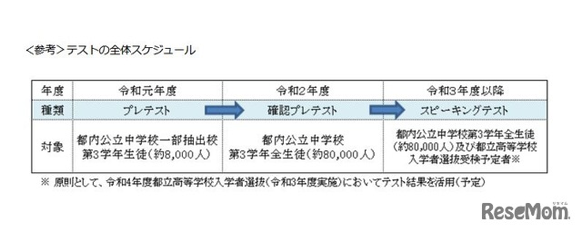 テストの全体スケジュール