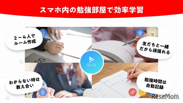 一緒に勉強したい人と「勉強部屋」を作成