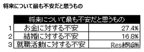 将来についてもっとも不安だと思うもの