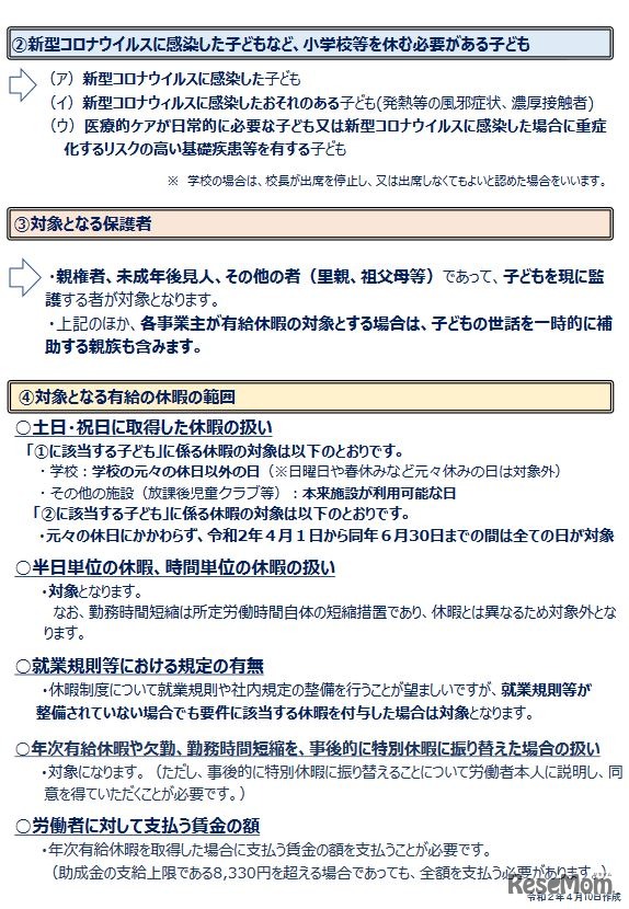 新型コロナウイルス感染症による小学校休業等対応助成金リーフレット（4月以降分）