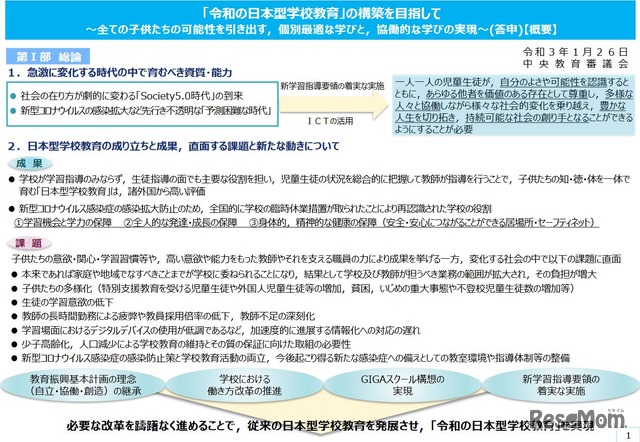 「令和の日本型学校教育」の構築を目指して～すべての子どもたちの可能性を引き出す、個別最適な学びと、協働的な学びの実現～