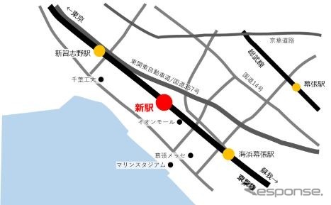 「幕張新駅」の設置箇所。