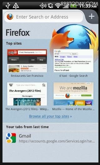 新しいAndroid版Firefox（英語版）