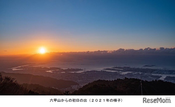 六甲山からの初日の出（2021年のようす）