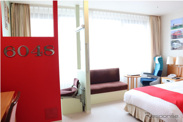 名鉄トヨタホテルの「トレインビュー名鉄電車ルーム6048」。福袋では1室の通常価格3万6000円が2万2000円で提供される。