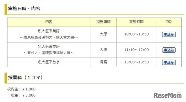 医学部受験生応援フェア第2弾　特別授業